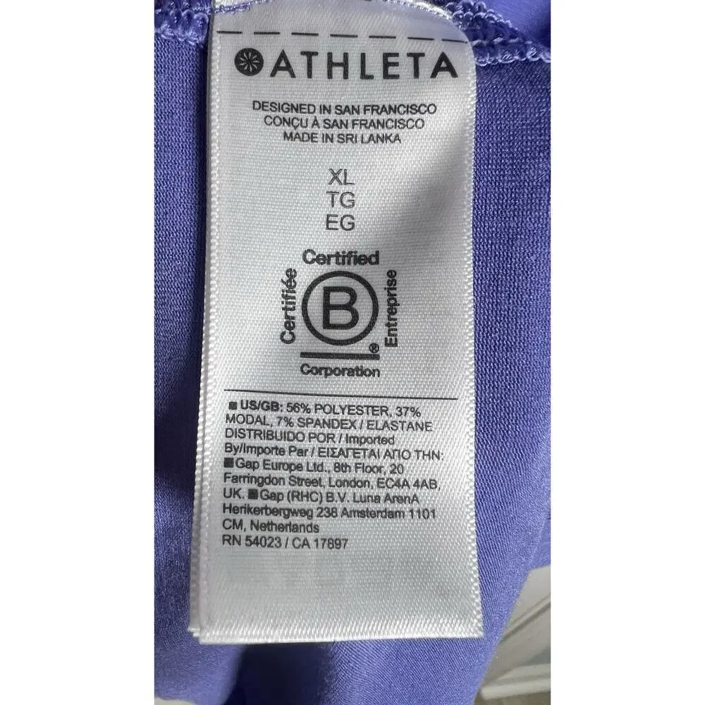 Athleta Essence Away From Body Purple Womens XL Workout Gym Yoga Stretch Tee EUC - Picture 5 of 7